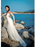 Ivory Lace Chiffon Open Back Dreamy Wedding Dress